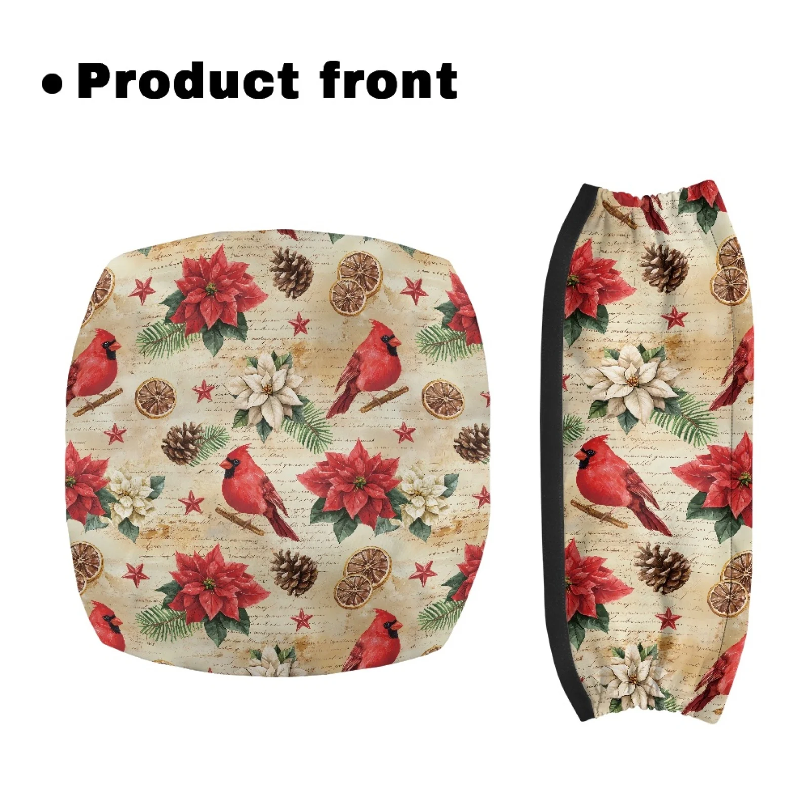 Coloranimal Holiday Bird Print 2 Pcs Walker Seat Set Adjustable Rollator Seat Back Rest Covers for Elderly