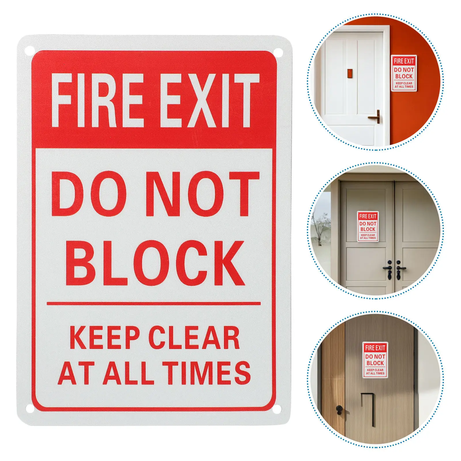 

2Pcs Fire Exit Sign Aluminum Emergency Fire Exit Sticker Safety Warning Label Do Not Block Sign for Public Areas Factories
