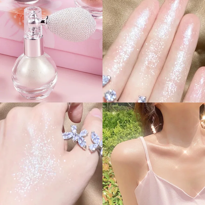 1pc glitter corpo destaque spray à prova dwaterproof água de longa duração brilhante diamante corpo bronzer spray destaque iluminador maquiagem cosméticos