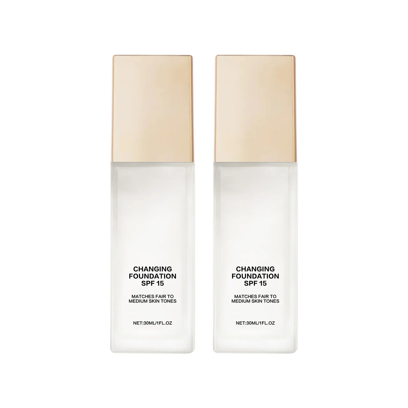 Hydraterende Kleur-Adapterende Foundation SPF 15 30ml - Natuurlijke dekking voor lichte tot medium huidtinten, lichtgewicht met hyaluronzuur.