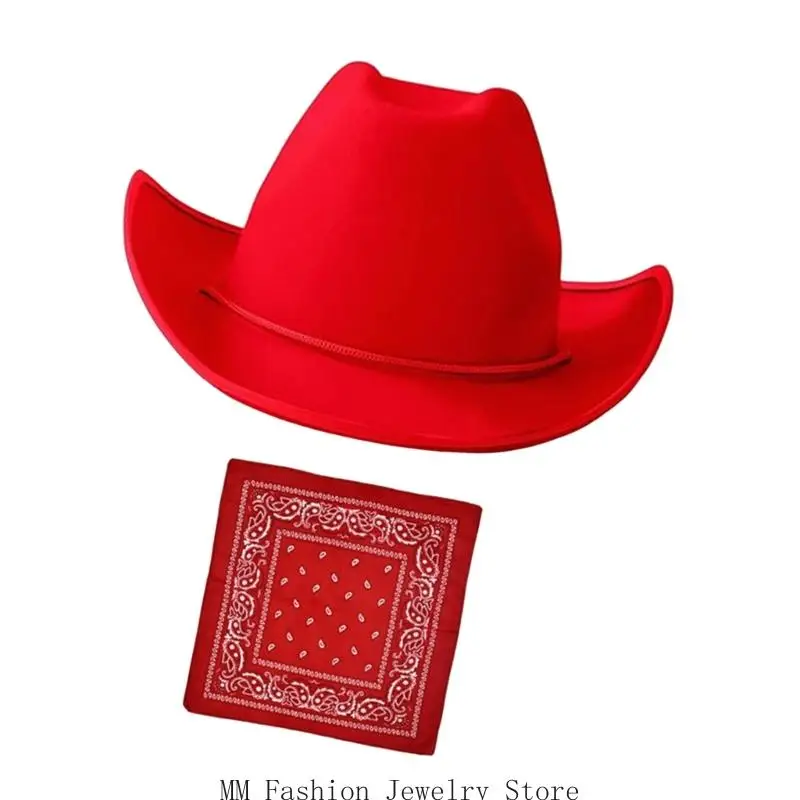 D0UB قبعة رعاة البقر قابلة للتنفس، حزمة باندانا للأطفال، ملابس تنكرية للحفلات، إكسسوار أزياء مريح #4