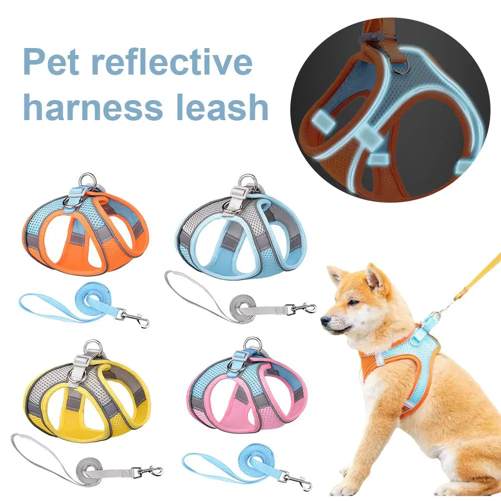 

Noctilucent Pet Leash Adjustable Cat Dog Harness Undershirt Convenient Style Cat Breathable Small Vest Supplies Dog Leash P D0G0