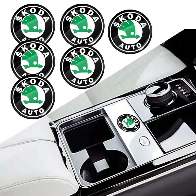 15mm Car keychain sticker door keychain sticker central control sticker For Skoda Octavia Fabia Kamiq Kapoq Kodiaq Rapid SCALA