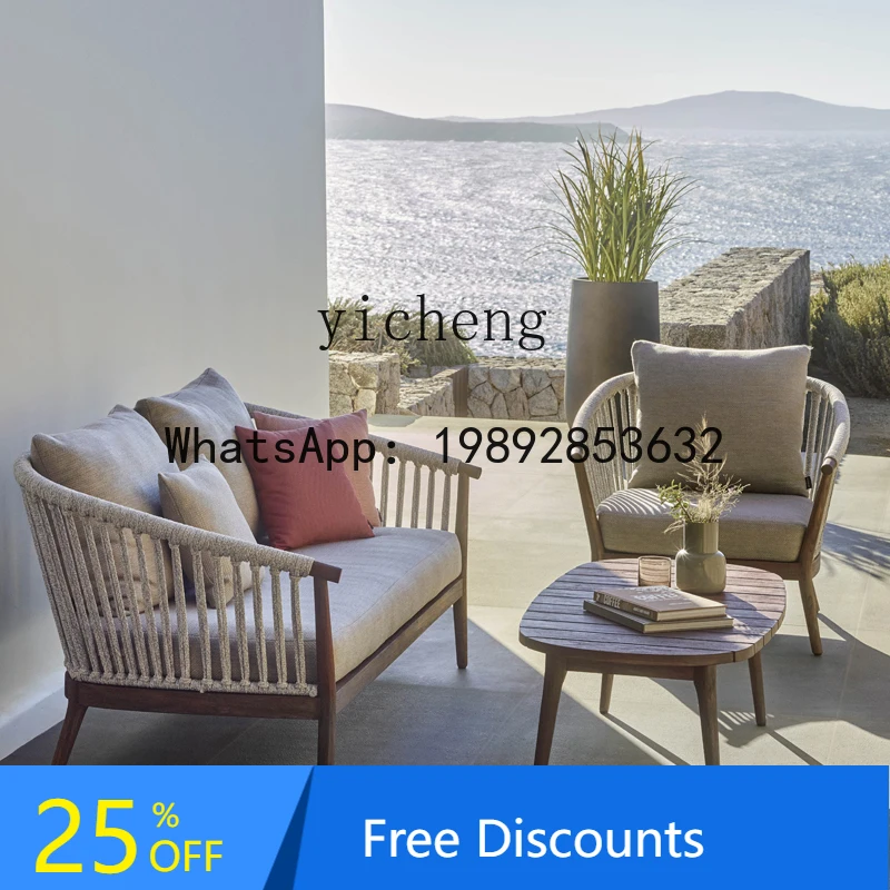 

BB high-end outdoor sofa courtyard villa furniture open-air garden teak old leisure sofa