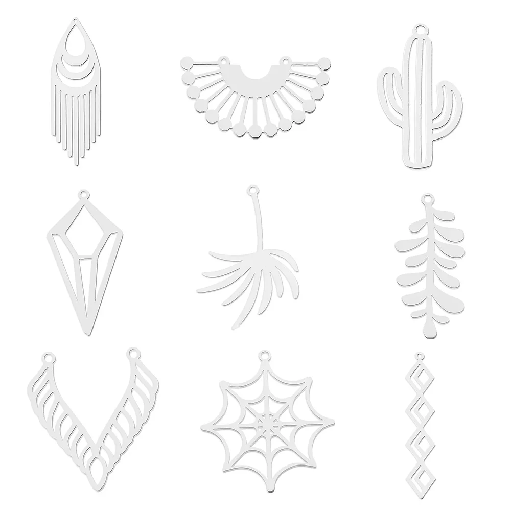 10 sztuk/partia Stal nierdzewna 316 Geometryczne Liście DIY Zawieszki do Kolczyków Hurt Minimalizm Romb Biżuteria Charms Kaktus OEM Wachlarz