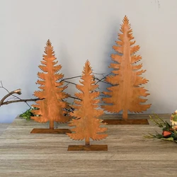A set of 3pc metal rust color christmas tree christmas home home desktop ornaments home bedroom atmosphere christmas decoration