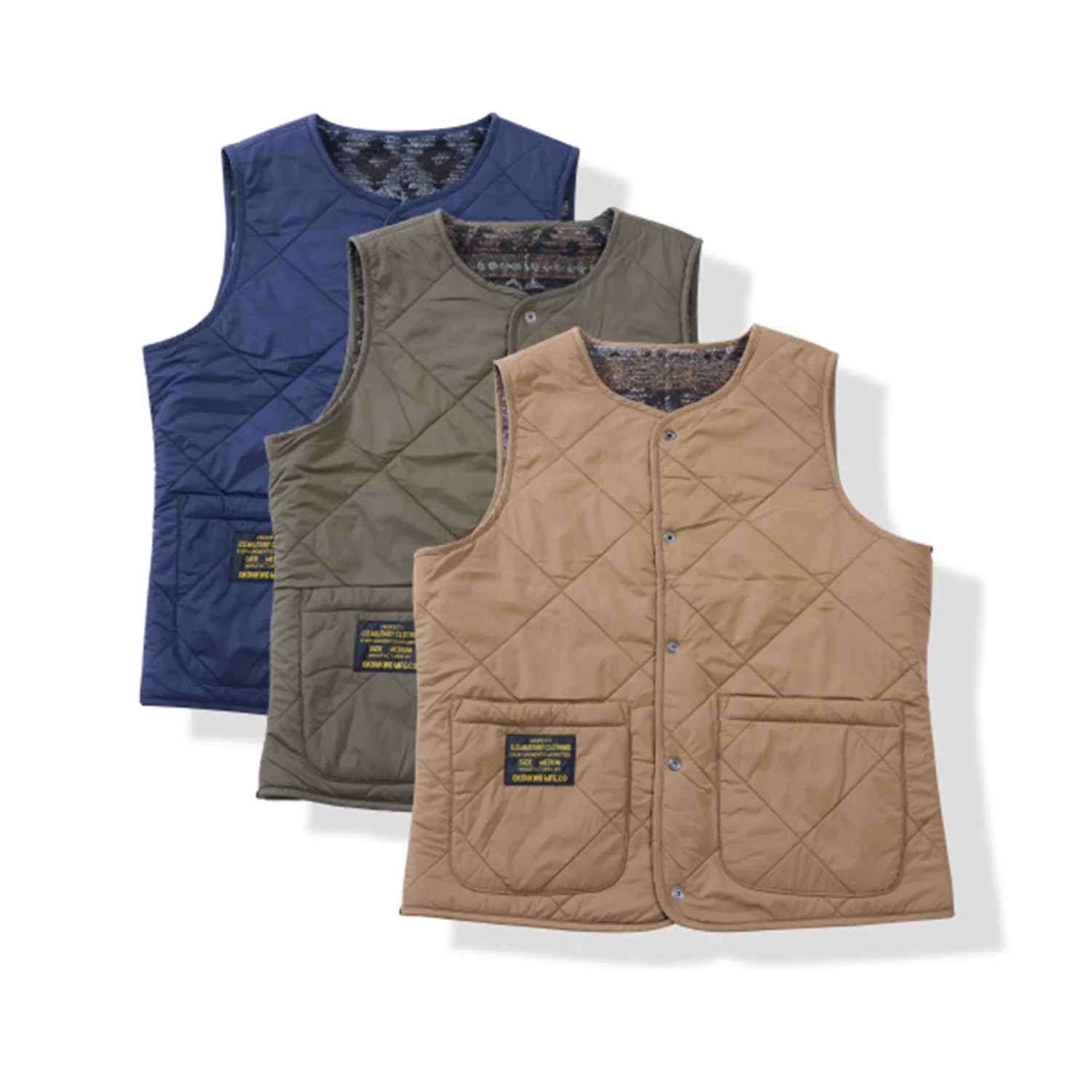 

Новый зимний мужской шерстяной хлопковый жилет AmiKaji, двусторонний стеганый жилет в форме ромба, можно носить с обеих сторон, куртка, жилет