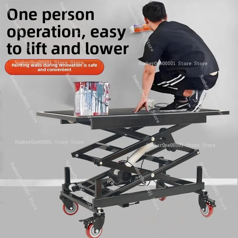 Electric Hydraulic Lifting Work Bench Thickened Folding Movable Platform For Indoor Tile Decoration Construction