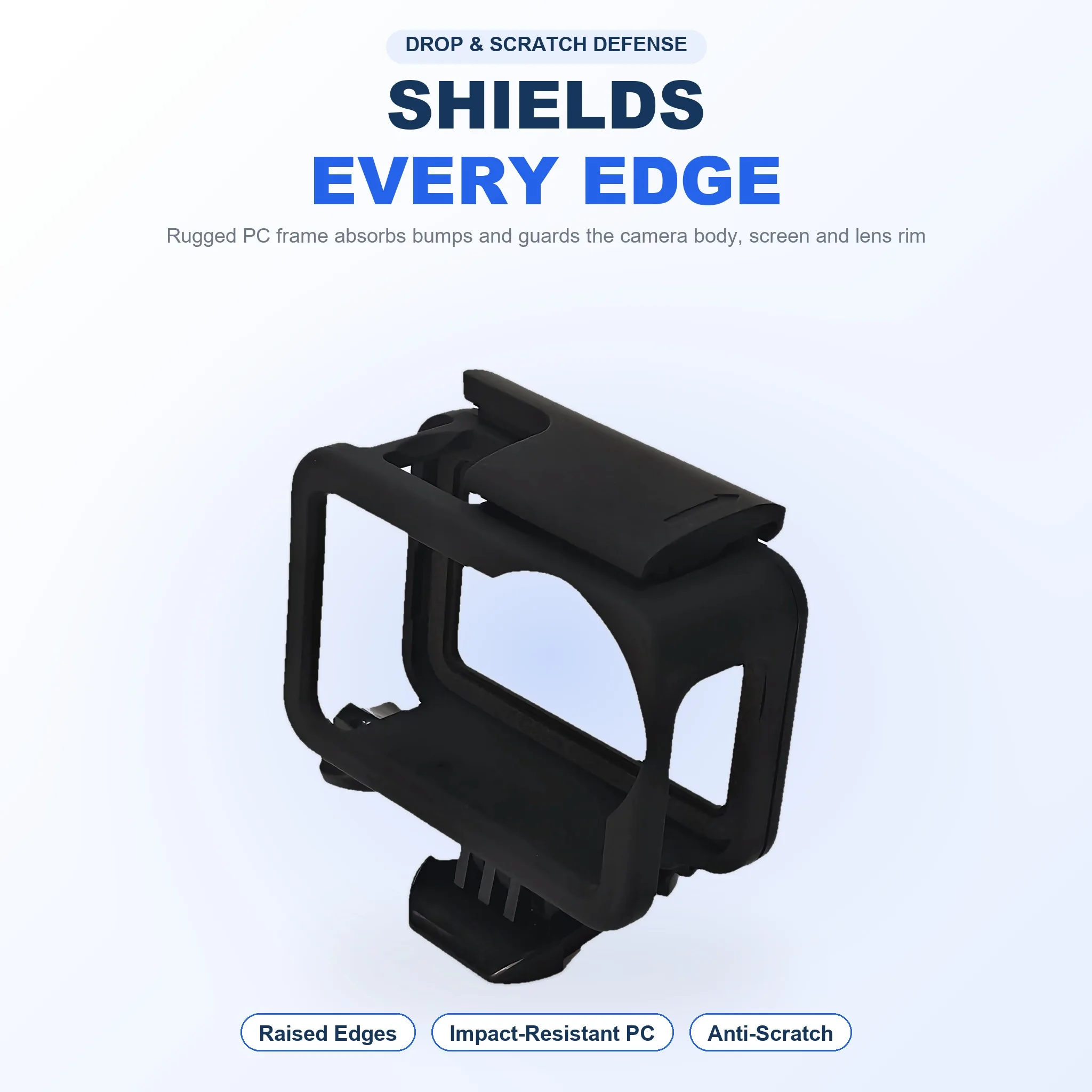Protective Frame Cage for DJI Action 6 Rugged PC Housing Flip Open Quick Release Mount Bracket Thumbscrew GoPro 3 Prong Adapter