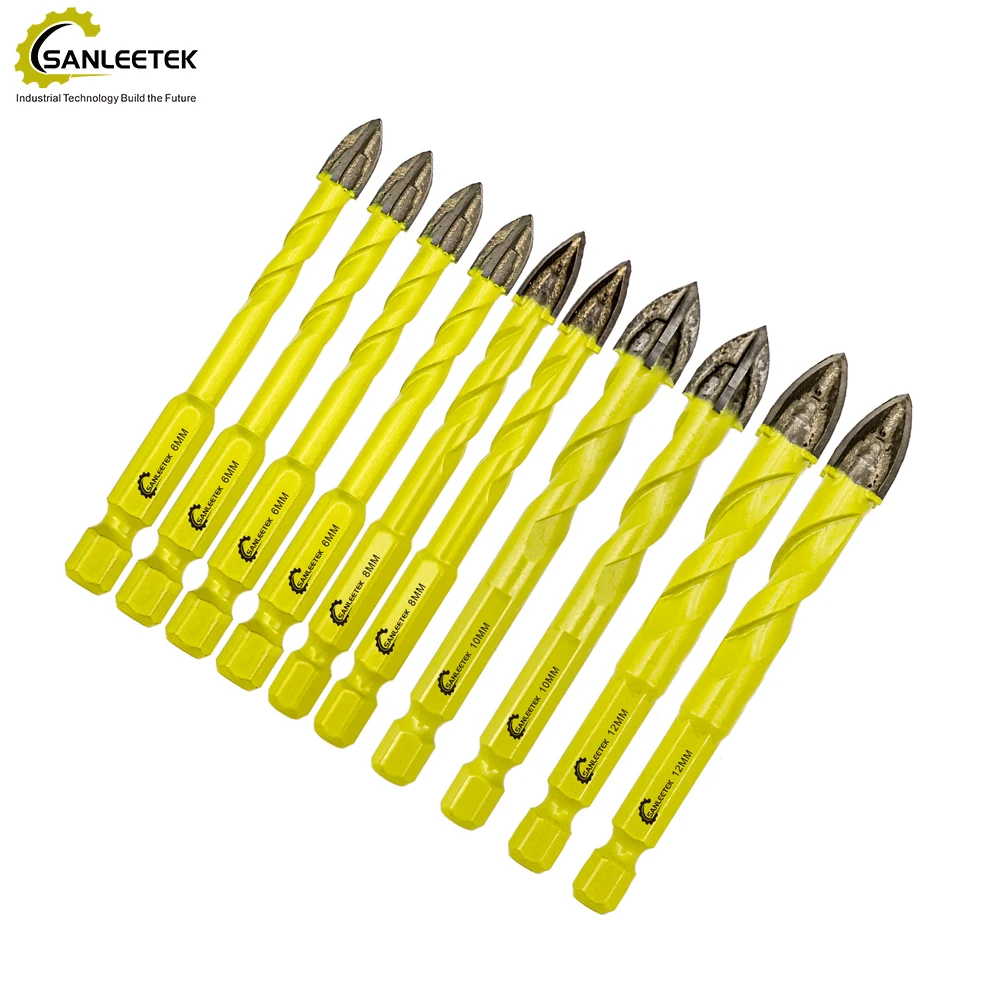 SANLEETEK Juego de brocas para mampostería de 5-12 mm con puntas de carburo, brocas para hormigón, para botellas, azulejos de cerámica, vidrio, ladrillo, cerámica, vástago hexagonal