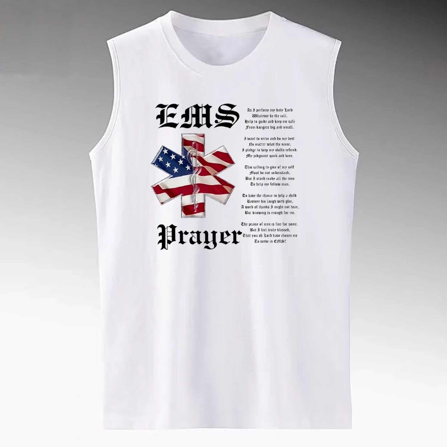 USA Flag Star of Life EMS Paramedic Prayer Tank Top 100% Cotton O-Neck Summer Casual Mens Vests Sleeveless T-shirt Streetwear