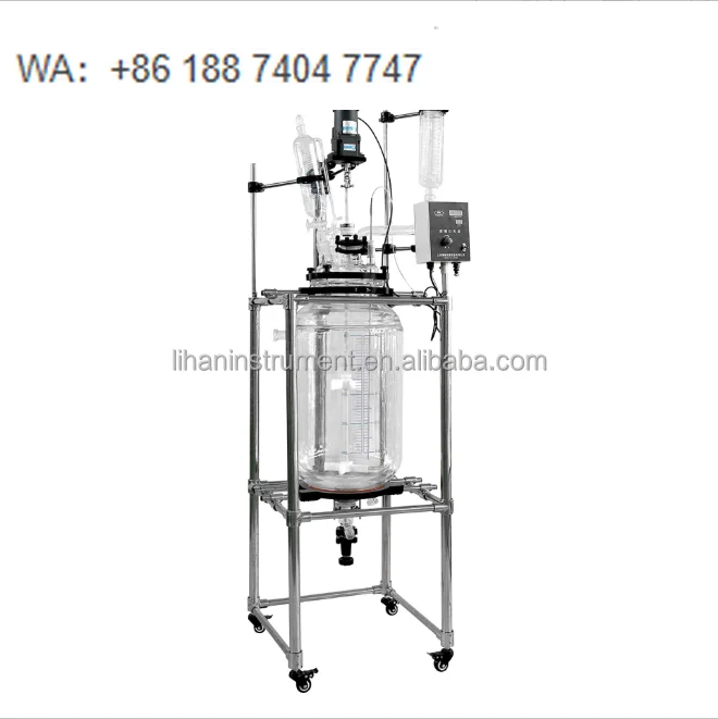 10 20 30L Jacketed Borosilicate Glass Chemical Mixing Reactors Vacuum Distillation Reactor 50l Glass Reactor