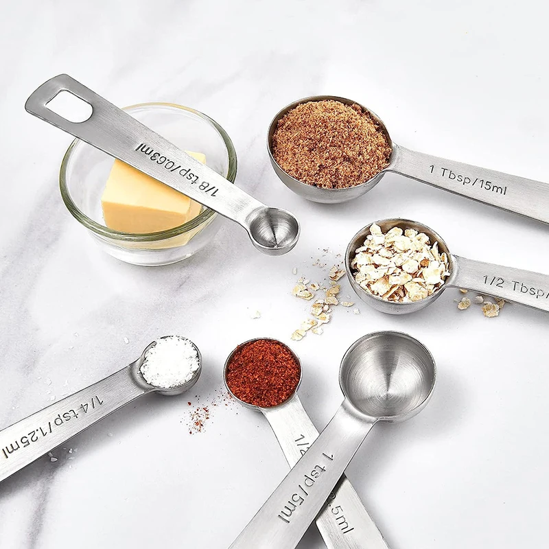 6Pcs Stainless Steel Measuring Spoon Set Tablespoon Measuring Tools Coffee Powder Spice Spoon Coffee Scoop Kitchen Accessories