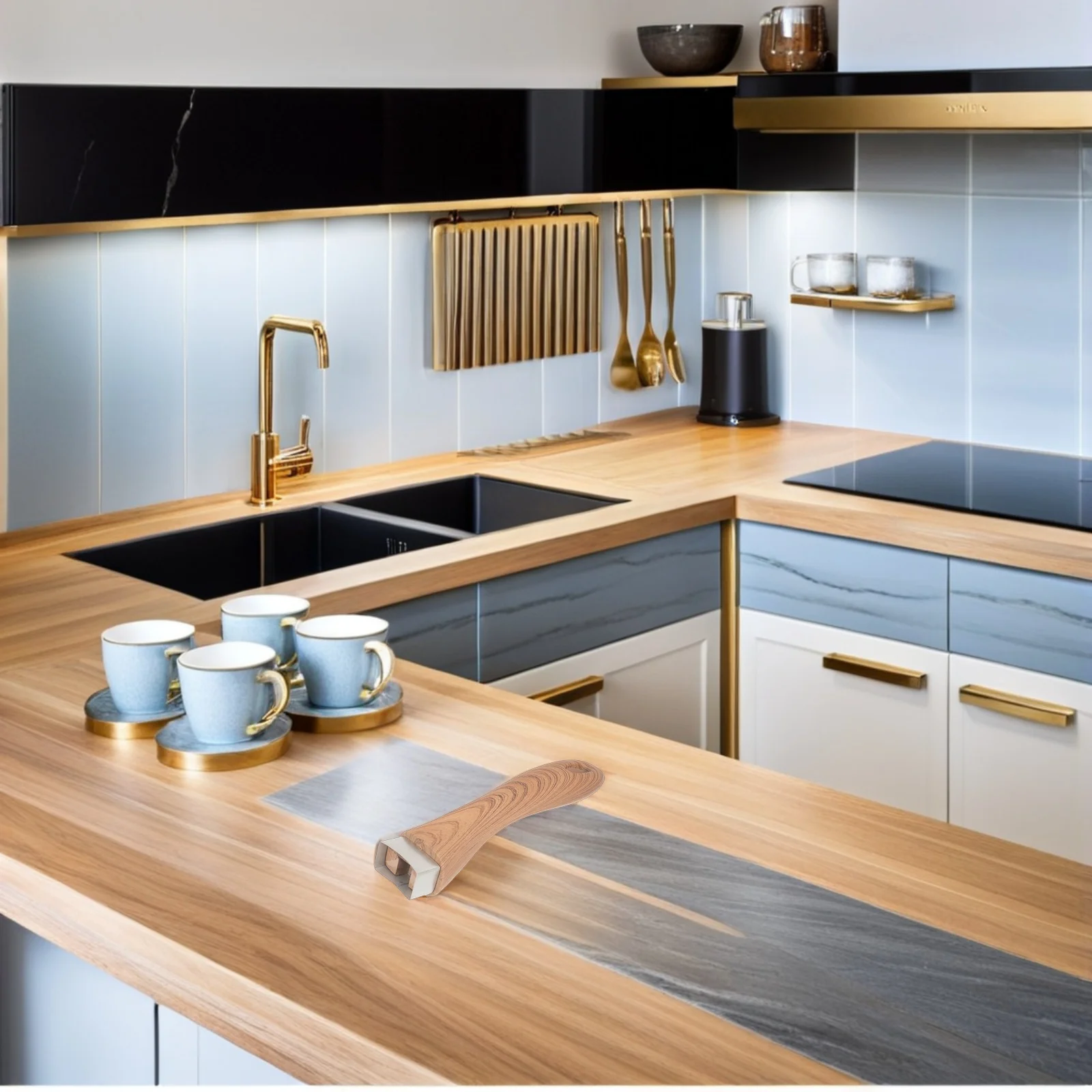 

Detachable Pot Handle Replacement Universal Fit Wood Grain Finish Heat Insulated Grip for Frying Pans Sauce Pots Cooking