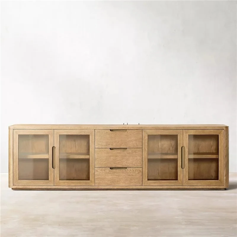 TT  solid wood swing door TV cabinet Living room storage display dining side cabinet Hotel villa