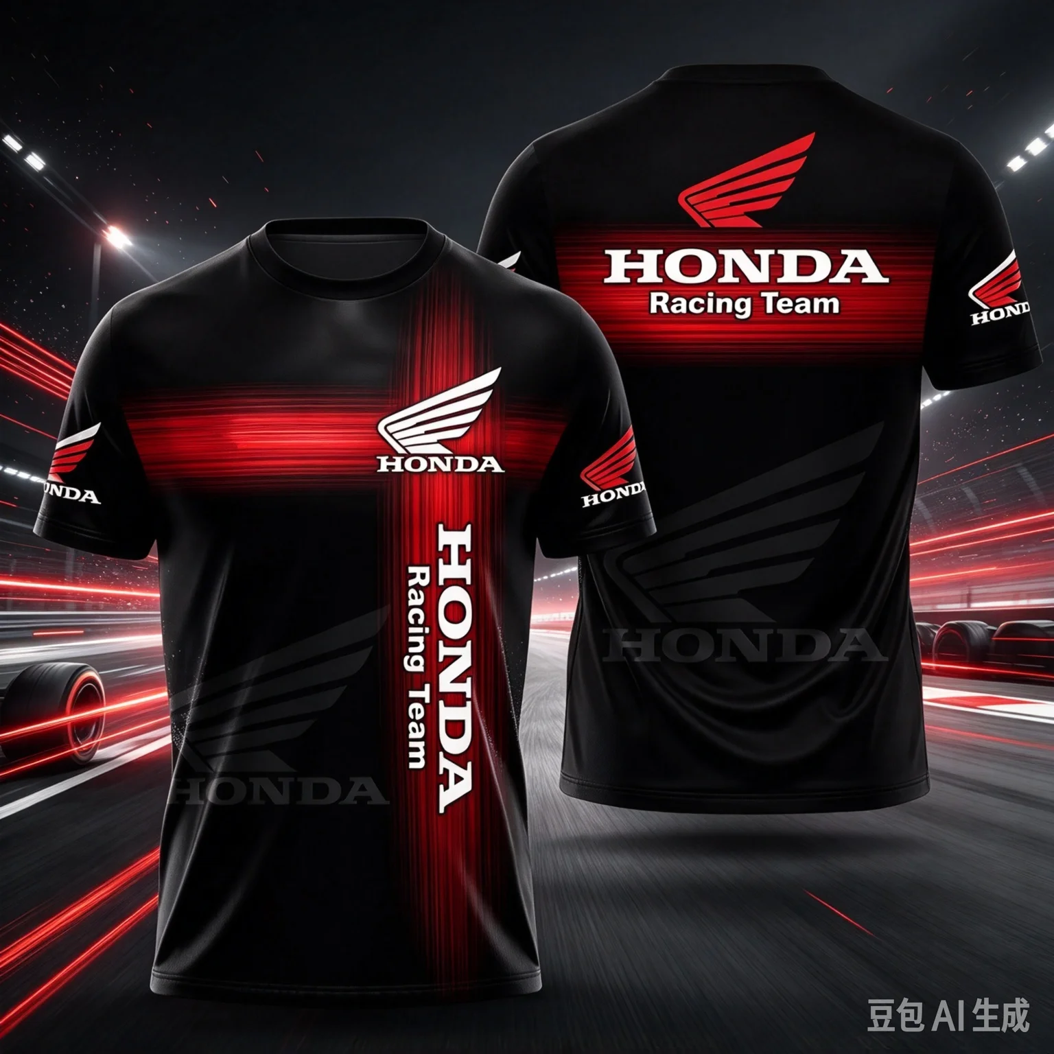 SOMMER-NEUHEIT 2026 HERREN Racing T-Shirt Herren Lässiges Kurzarm-Atmungsaktives T-Shirt mit 3D-Motorrad-Print HONDA – Detail 2