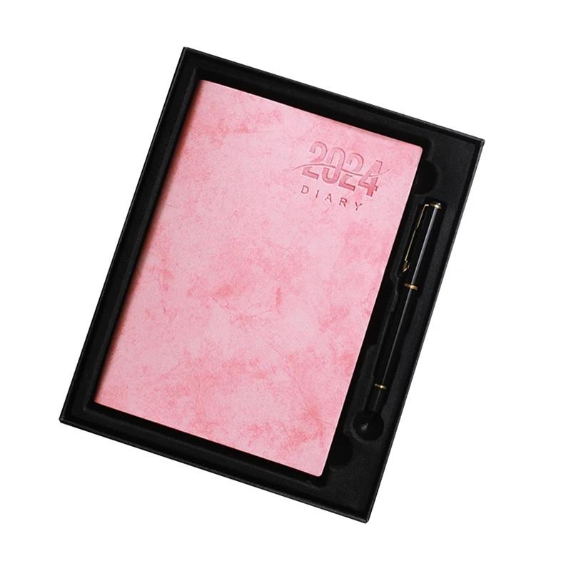 2024 A5 Week To View Diary Full Year Planner Organiser Hardback Cover With Gift Box Set For Christmas Gift Pink Easy To Use