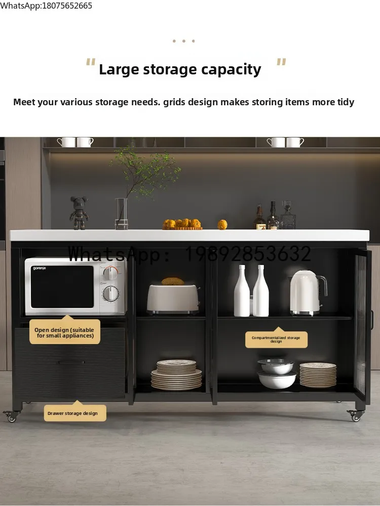 A2-6  Industrial Style Open Kitchen Island Cabinet Mobile Separate Tea Storage Cabinet