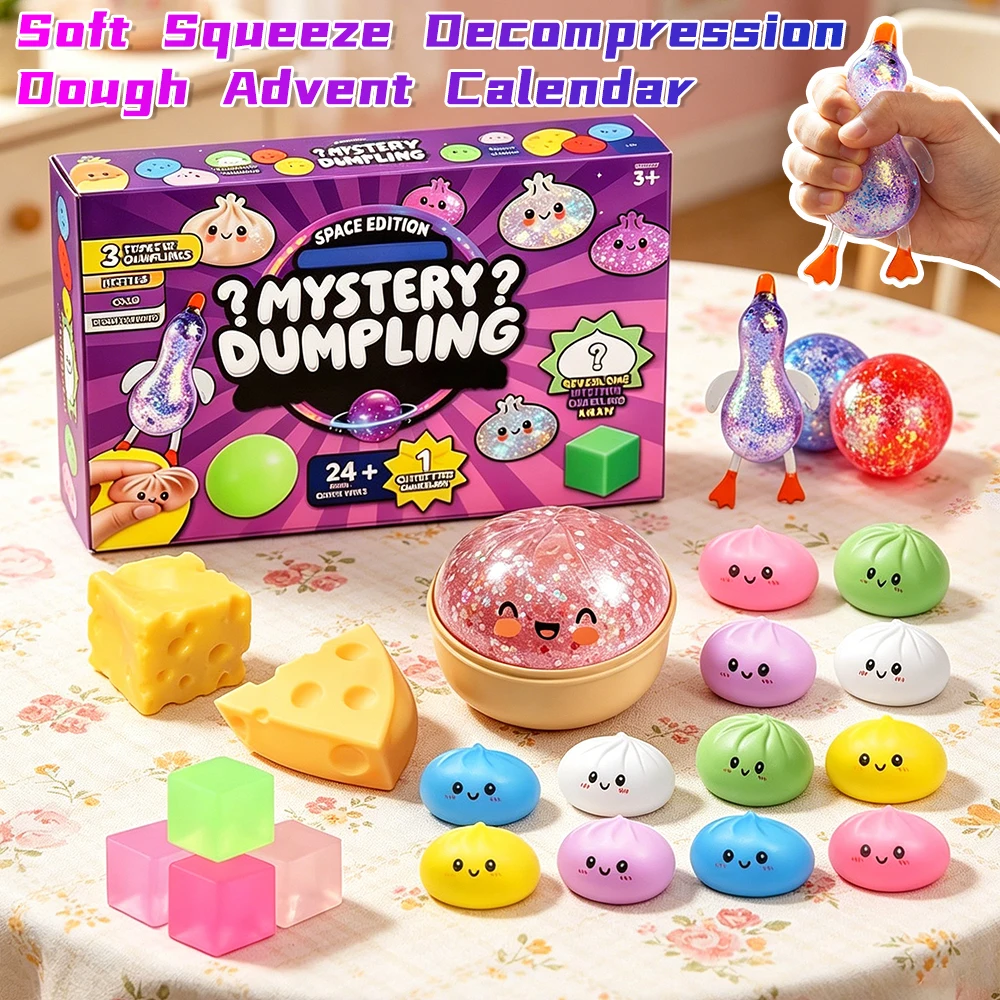 

Dumpling Advent Calendar Soft Squeeze Decompression Dough with 24 Dumpling Surprise Fun Gifts For Stress-Free Moments
