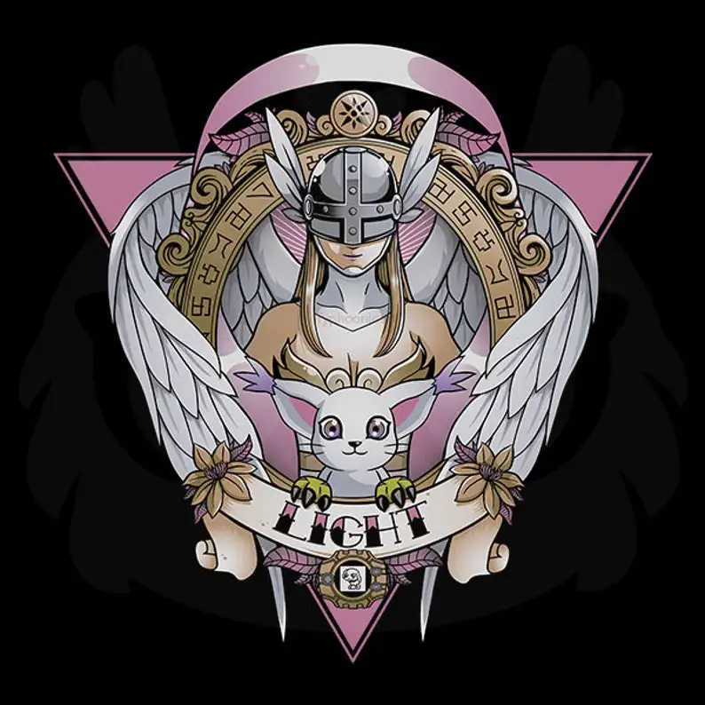 Angewomon Digimon of light - Angel wings - Cat Gatomon T-shirt