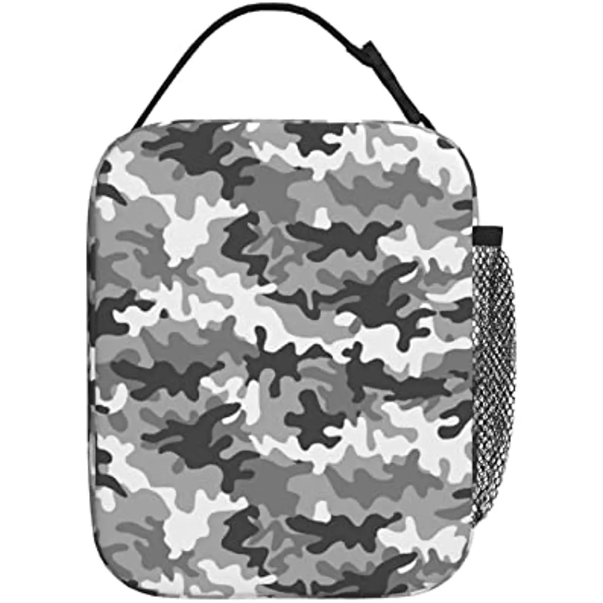 Nero bianco grigio Camo Urban Camouflage Lunch Box borsa con cinturino con fibbia rimovibile borsa portatile per la conservazione della freschezza per donna, uomo