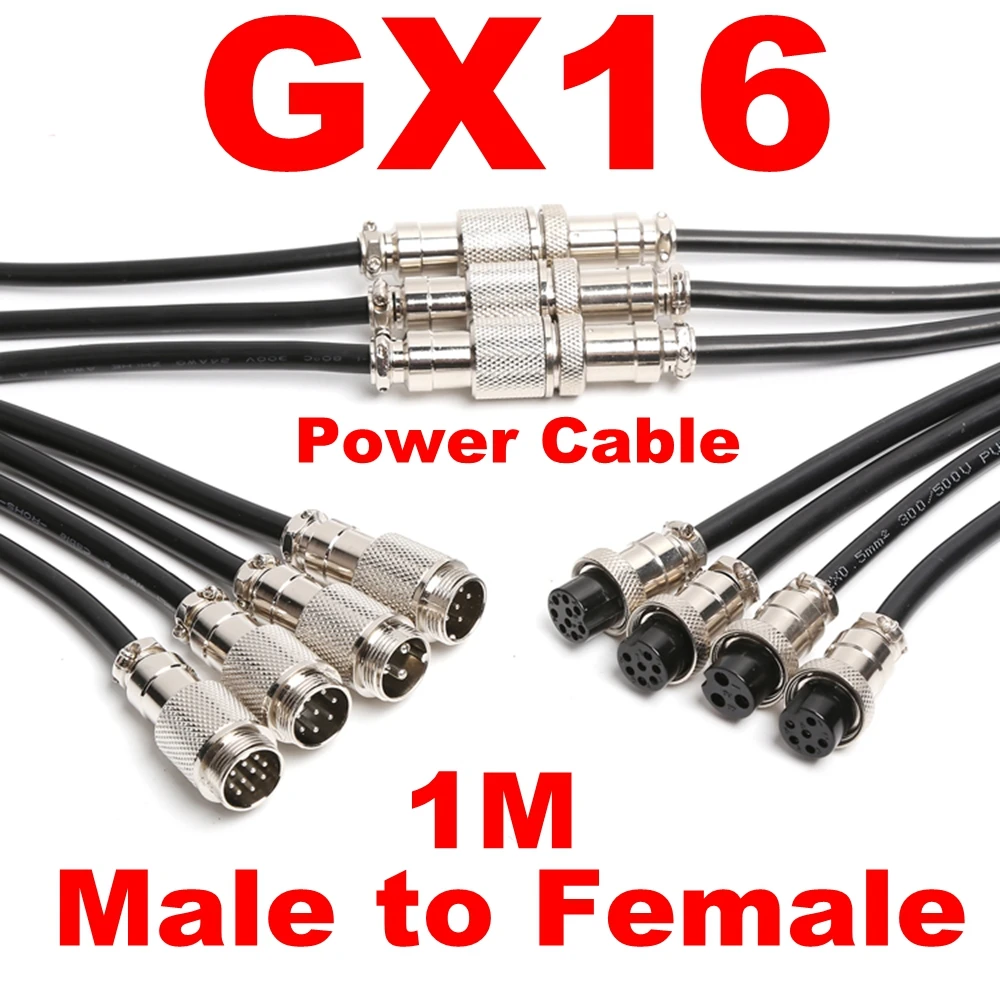 1pcs GX16 2/3/4/5/6/7/8/9/10Pins Male to Female Air Aviation Connector Power Cable Electrical Terminal Wire Lines Socket  1m 2m