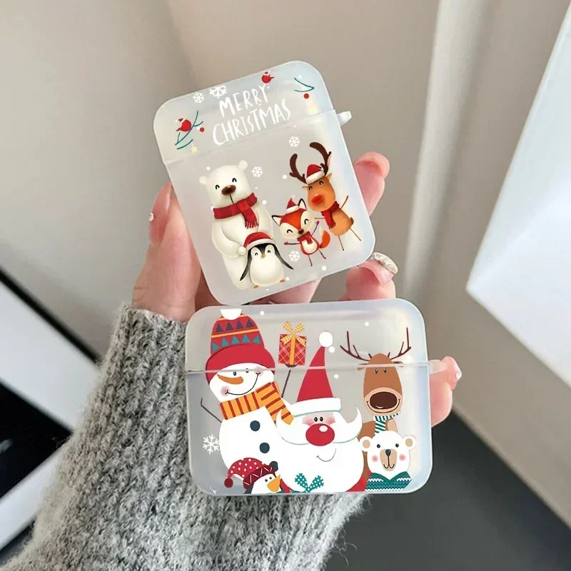 

Merry Christmas Pattern Clear Earphone Case for Airpods 4th 3rd 2 Pro Cover for Airpod 2 3 1 Protective Accessorie Shell Fundas