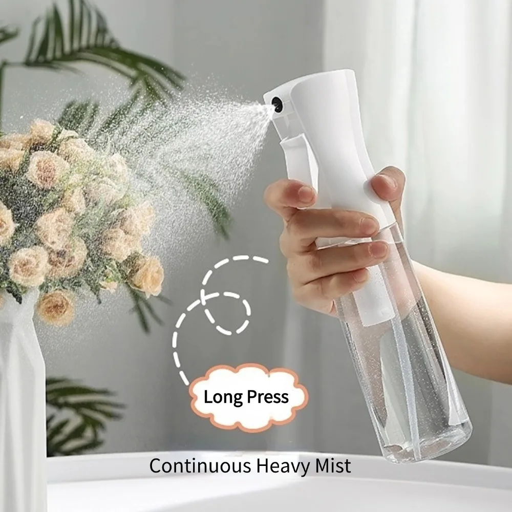 200/300/500ML High Pressure Continuou Mist Spray Bottle Refillable Plastic Sprayer Hair Makeup Alcohol Disinfect Garden Watering