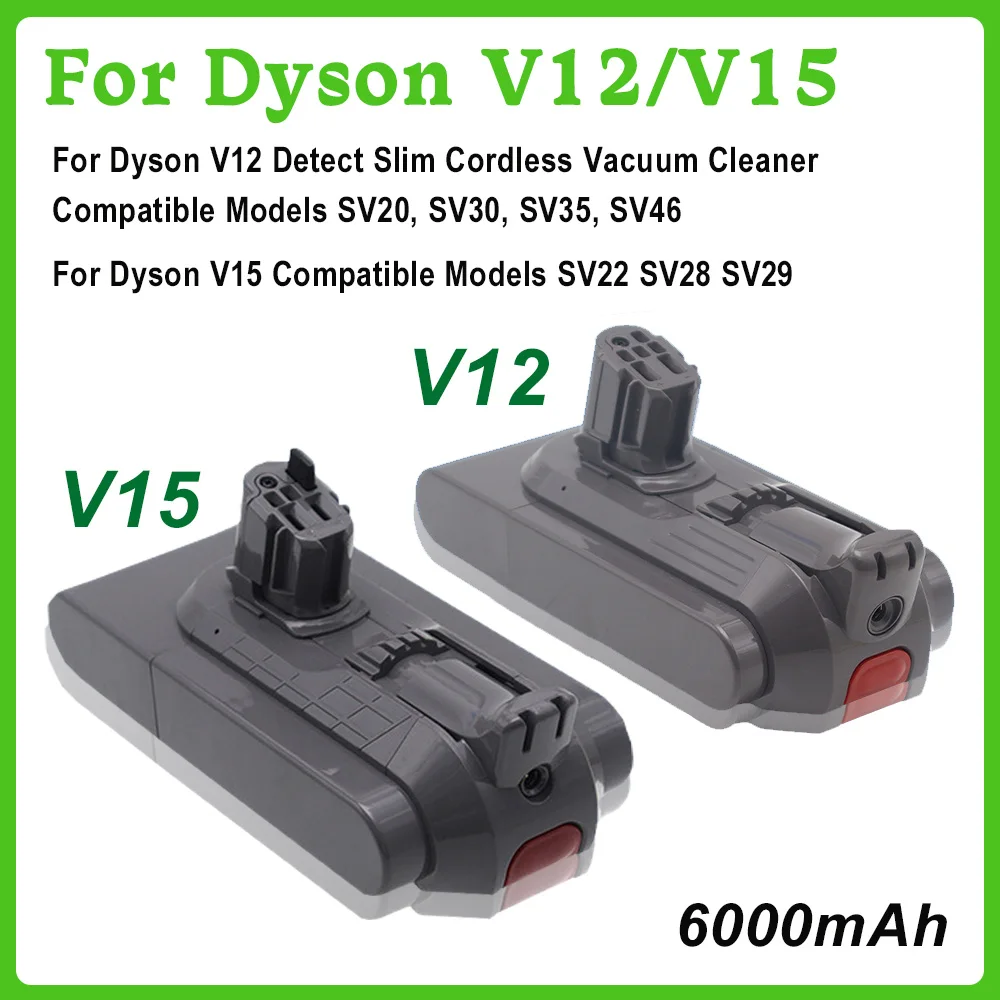 25.5V 6000mAh Battery for Dyson V12 Detect Slim Cordless SV20, SV30, SV35, SV46 Vacuum Cleaner Fit for Dyson V15 SV22 SV28 SV29