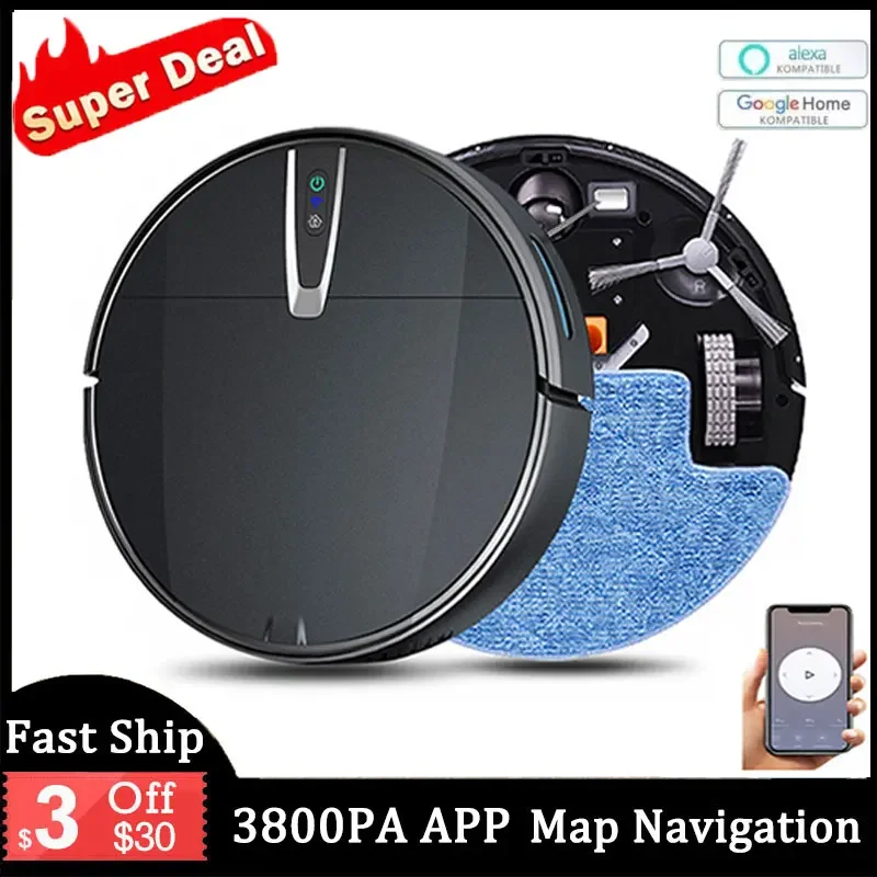 

Robot Vacuum Cleaner Smart 3800PA Wireless WIFI Remote Control Autocharge Sweeping Machine Floor Cleaning Dry&Wet Vacuum cleaner