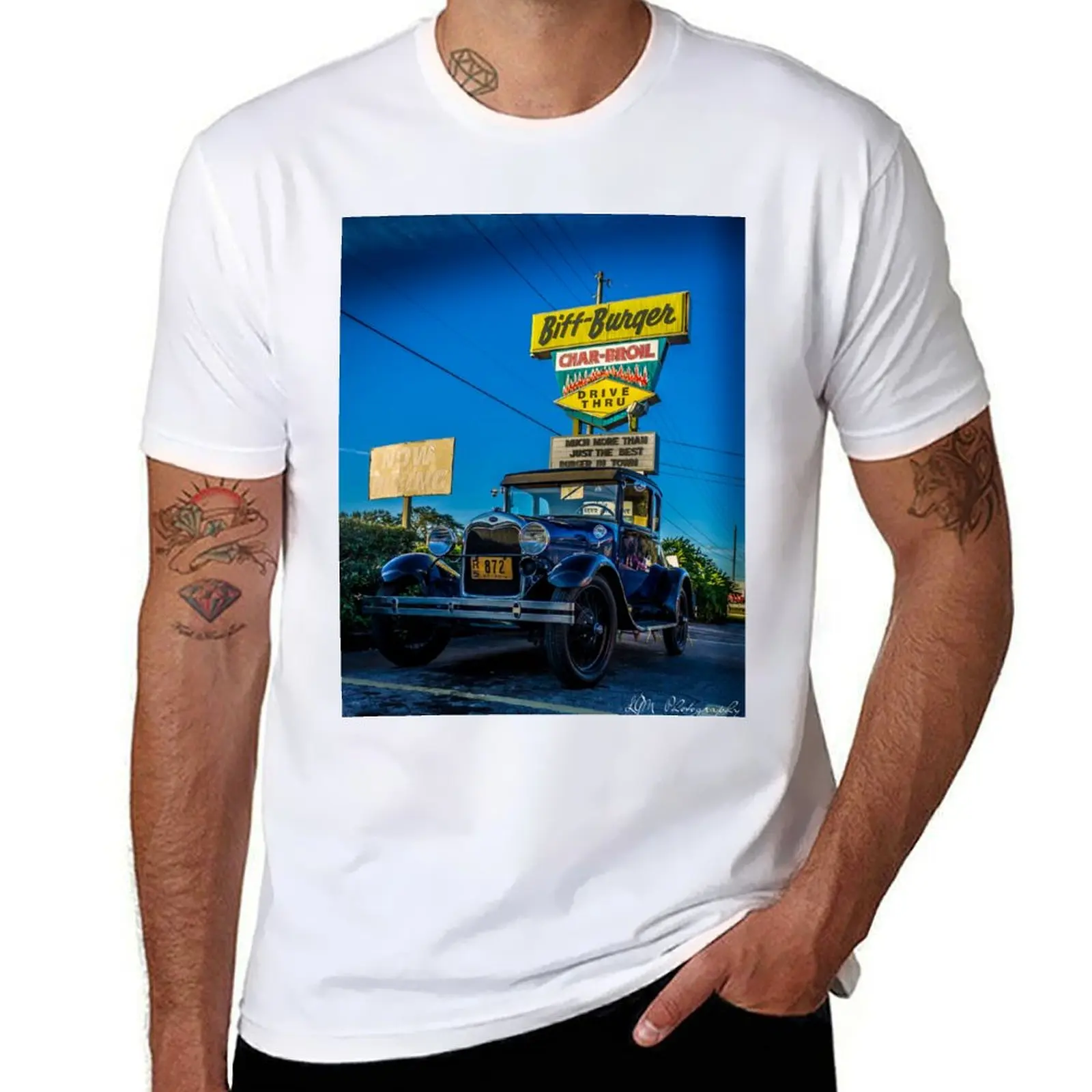 Biff Burger Car Show T-Shirt oversized sports fans funny t shirts for men