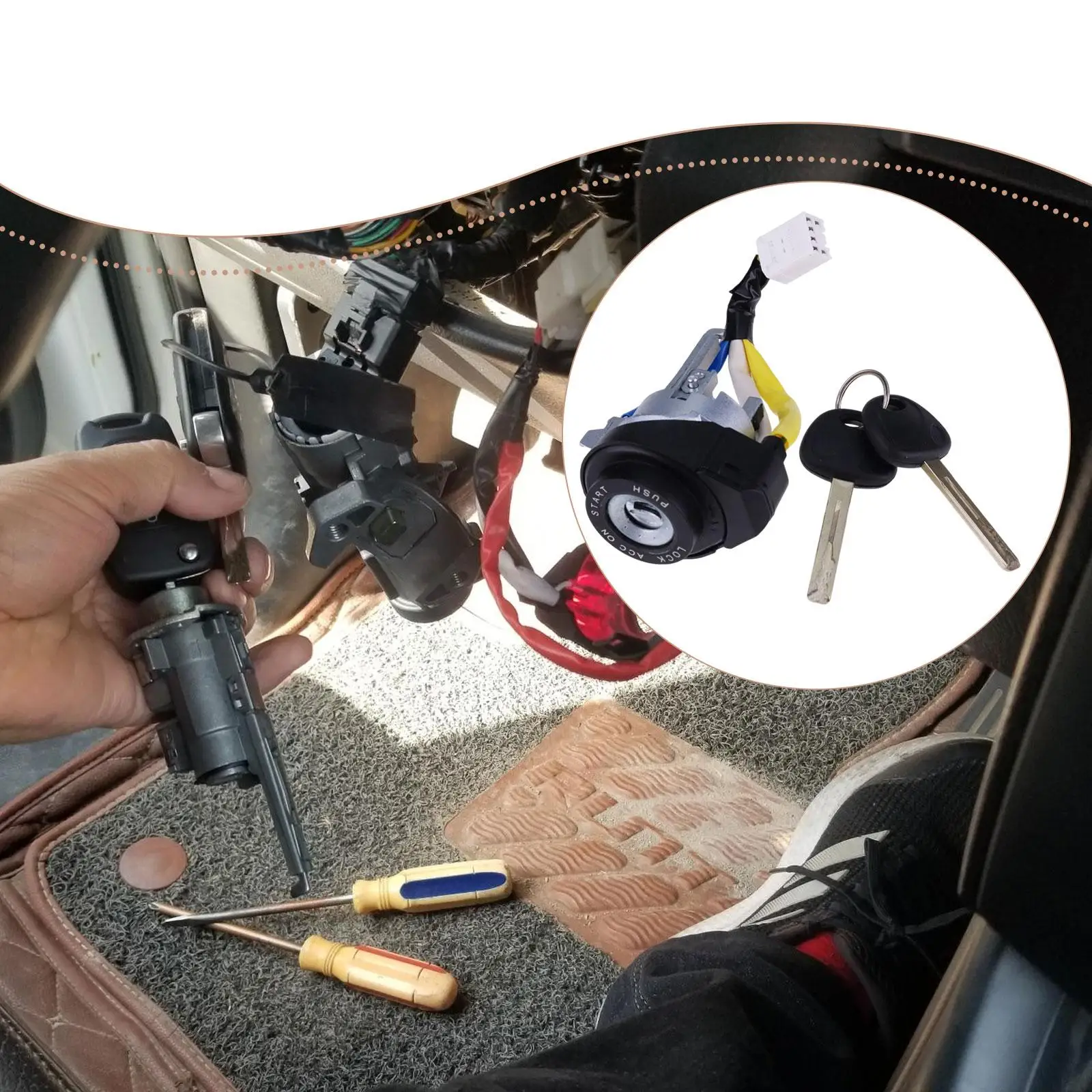 أسطوانة قفل الإشعال والباب 81900-2T040 مع مفتاحين متوافق مع كيا ريو