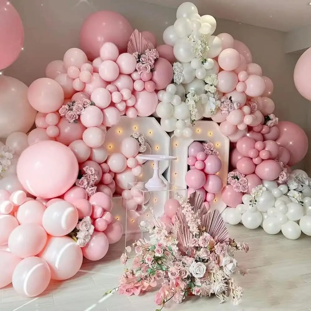 Pink Balloons Arch Baby Pink Rose Gold Latex Balloon Garland Kit Baby Shower Girl Birthday Party Wedding Anniversary Decoration