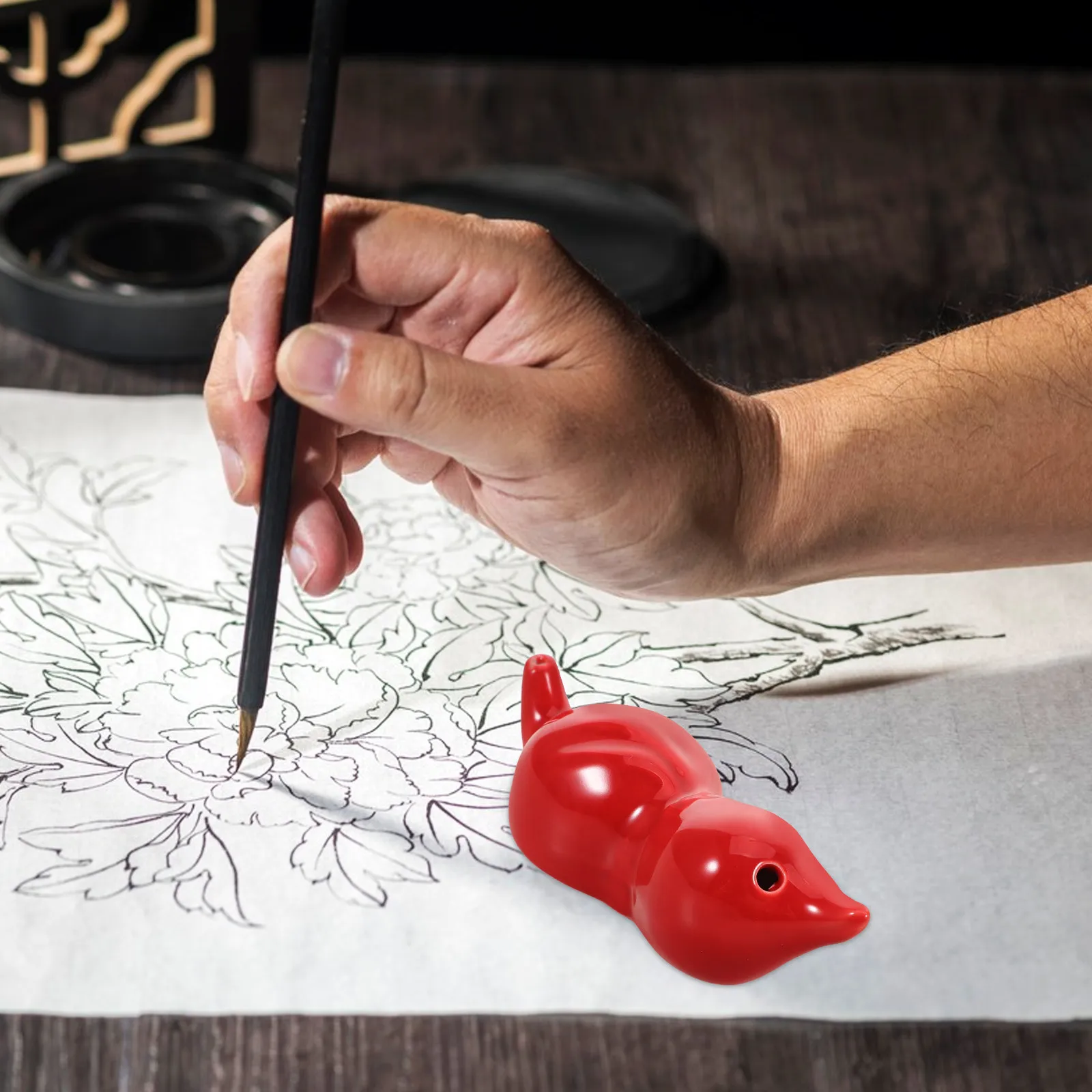 Ceramic Gourd Water Dropper Porcelain Ink Pot Craft Chinese Calligraphy Ink Bottle Painting Supply Ceramic Tools