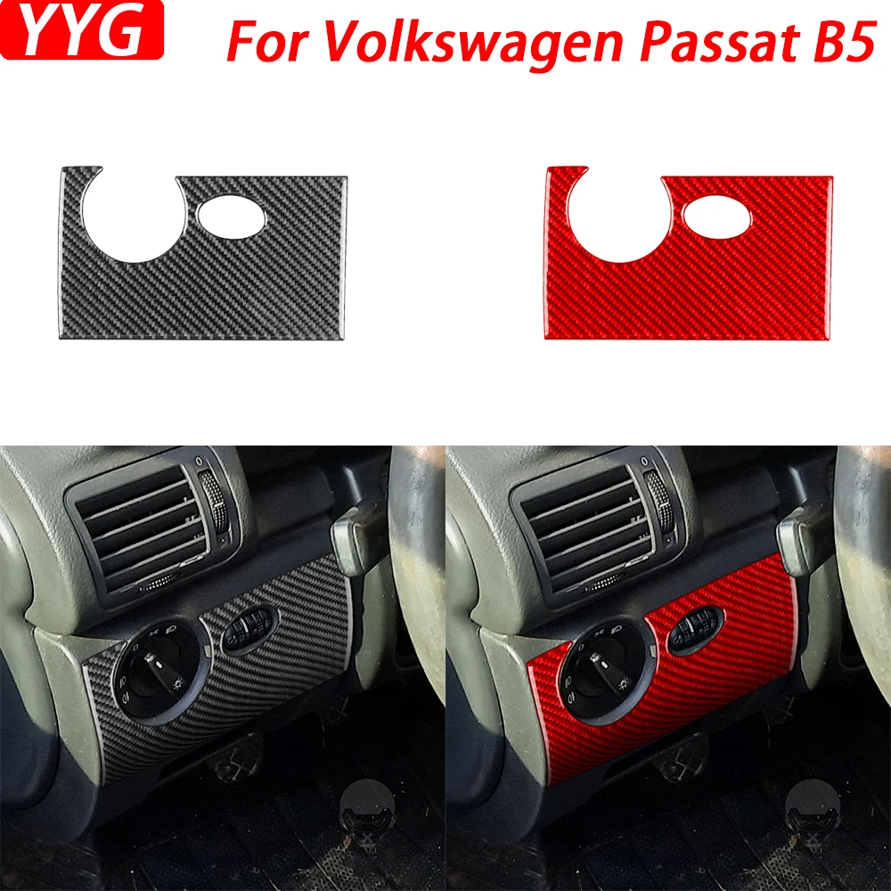 

For Volkswagen VW Passat B5 2001-2005 Carbon Fiber Headlight Switch Control Panel Decorative Cover Interior Accessories Sticker