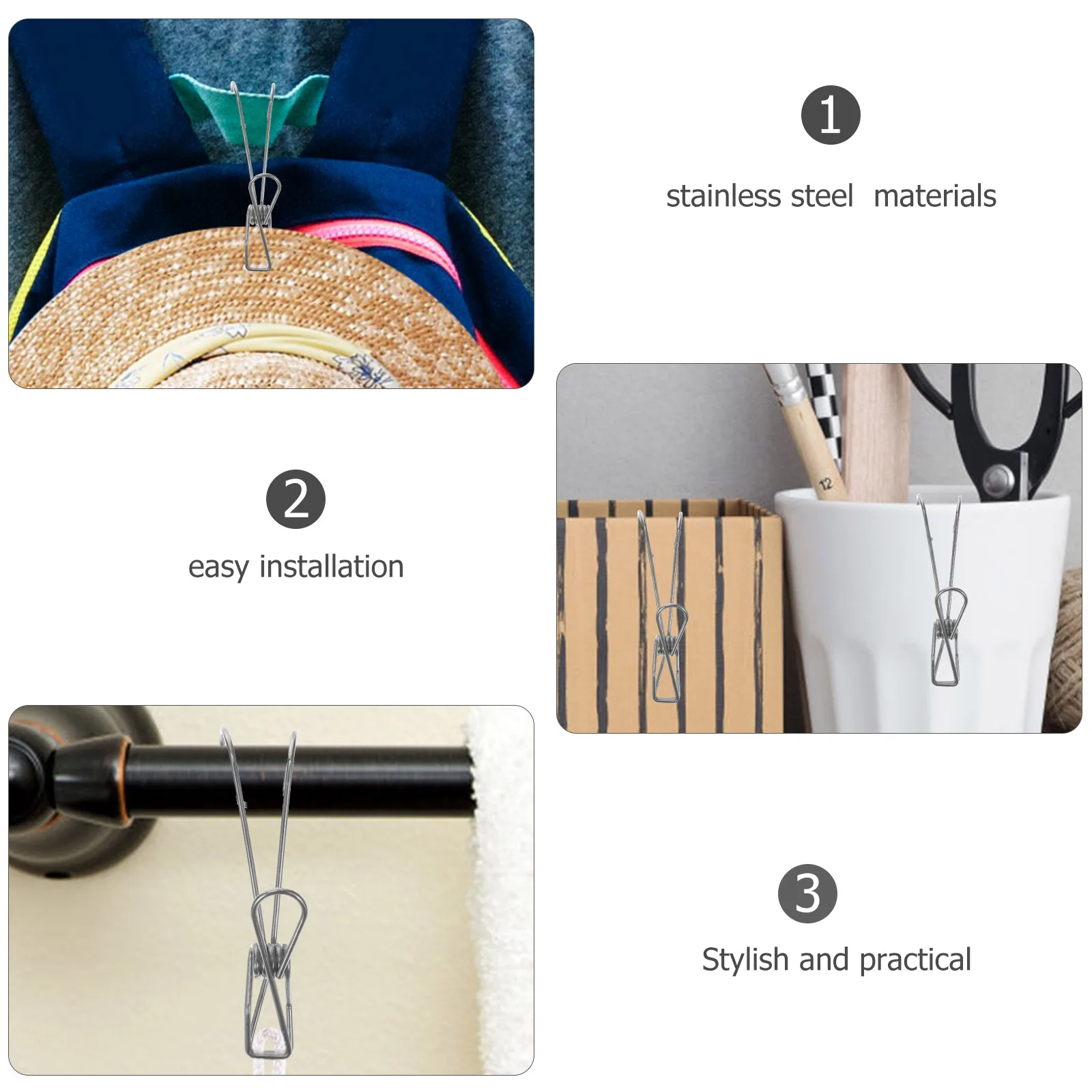 

10Pcs High-Quality Bathroom Clips Hanger Clips Strong Pants Clips Storage Hook Clips Home Accessories