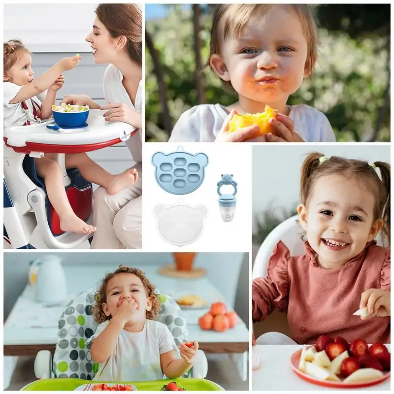 Baby Teething Fruit Feeder Breastmilk Teether Combo Dishwasher Safe Breastmilk Popsicle Molds Silicone Teething Toys For Toddler