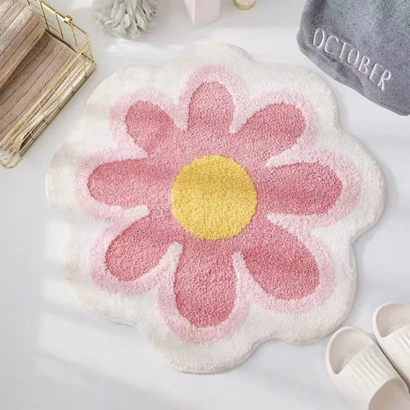 VIKAMA Unconventional Floral Rug Non-slip Comfortable and Cosy Dressing Table Walk-in Wardrobe and Bedroom Rug Home Décor