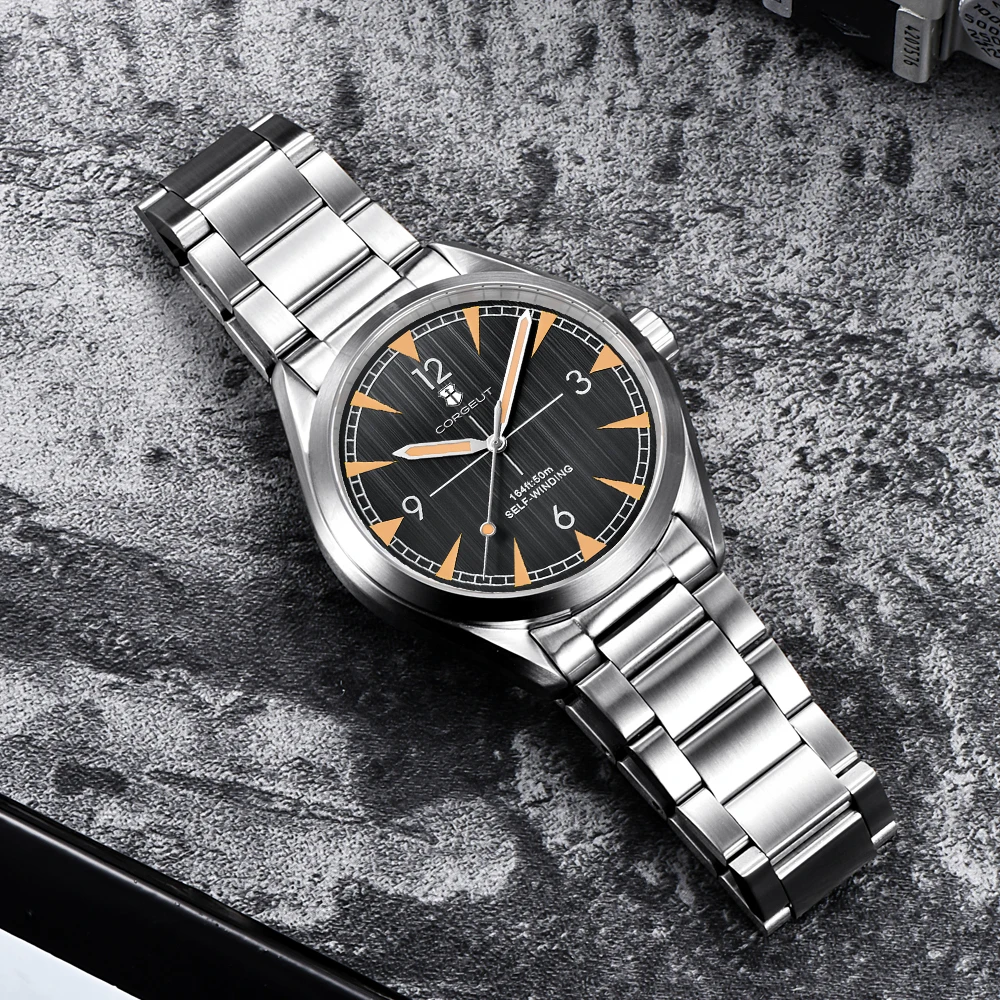 New Arrival 41mm Corgeut NH35A Movement Luxury Blue Black Automatic Men\'s Watch Sapphire Glass Date Luminous Brushed Bezel