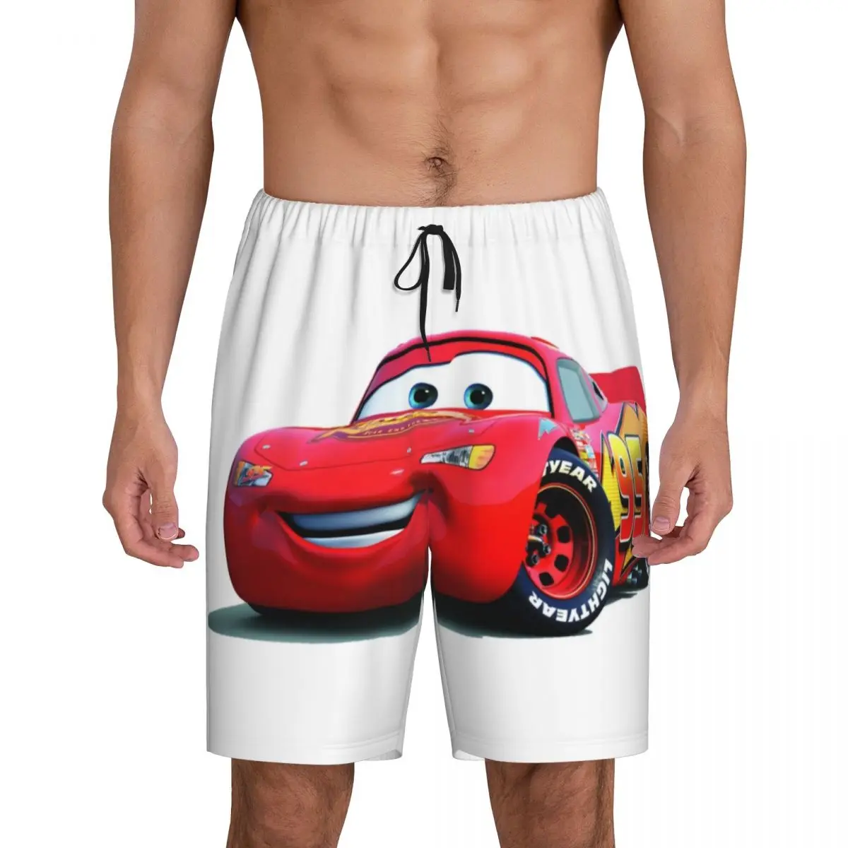 

Custom Cars Lightning Mcqueen Pajama Bottoms Men Lounge Sleep Shorts Stretch Sleepwear Pjs with Pockets