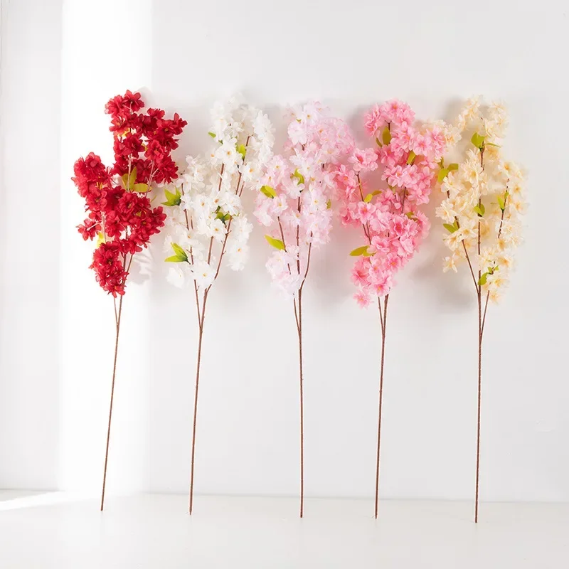 100cm Long Artificial Cherry Blossom Branches Silk Spring Peach Blossom Fake Flowers Arrangements for Home Wedding Decoration