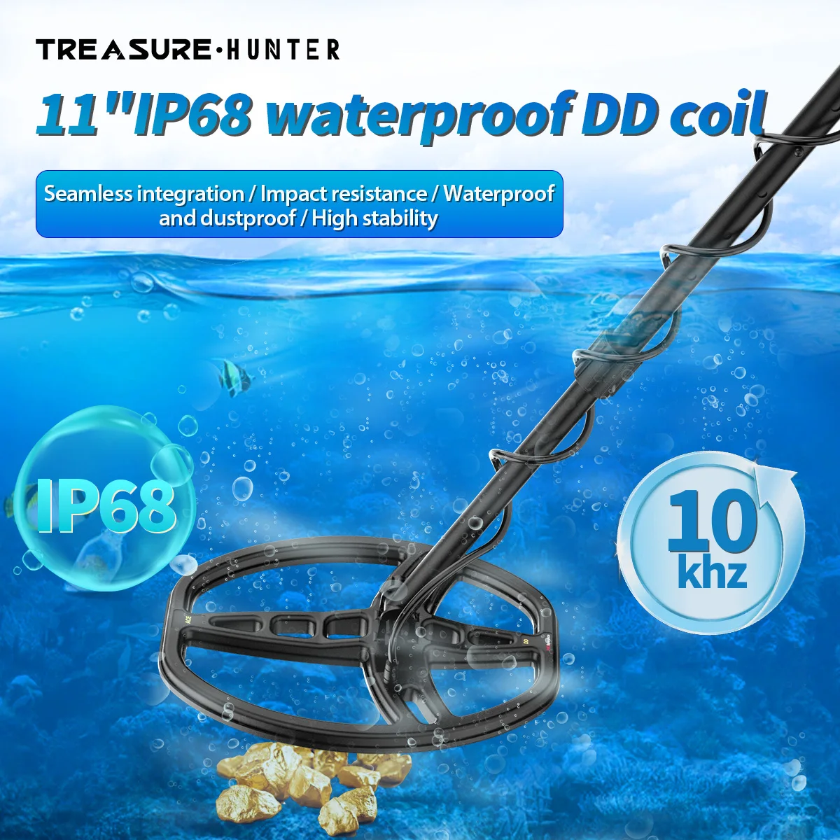 الكنز هنتر المهنية DM6450 11 بوصة لفائف الذهب للكشف عن المعادن تحت الأرض مقاوم للماء مؤشر عالية الحساسية #5