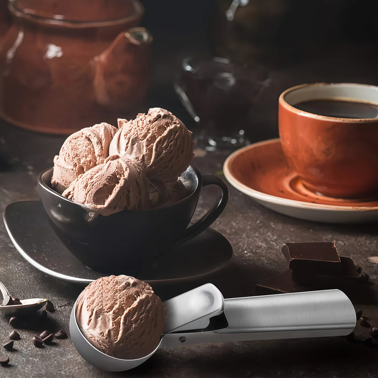 Ice Cream Scoop, Stainless Steel Ice Cream Scoop, Spring-Loaded Ice Cream Scoop, Watermelon/Fruit Scoop