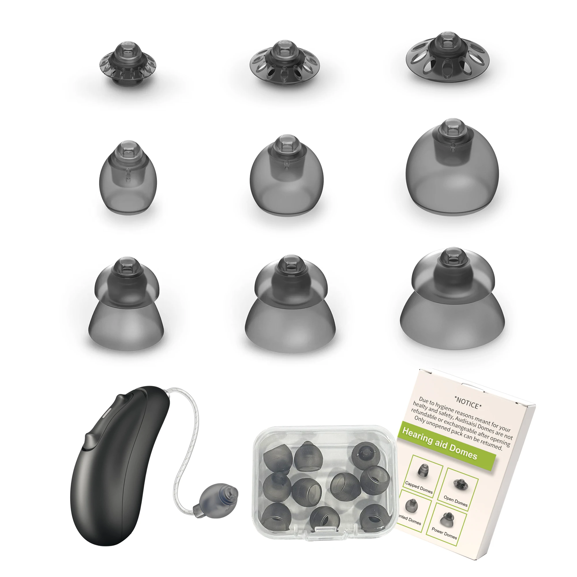10 peças-cúpulas de aparelhos auditivos para substituições phonak, cúpulas phoak ric 4.0, cúpulas universais para aparelho auditivo phonak-unnitron