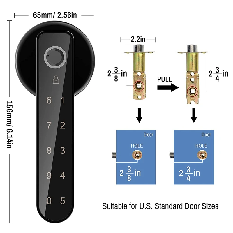 Fingerprint Door Lock,Keyless Entry Door Lock With Handle, Passcodes,Fingerprint,And Keys Unlock,Easy To Install
