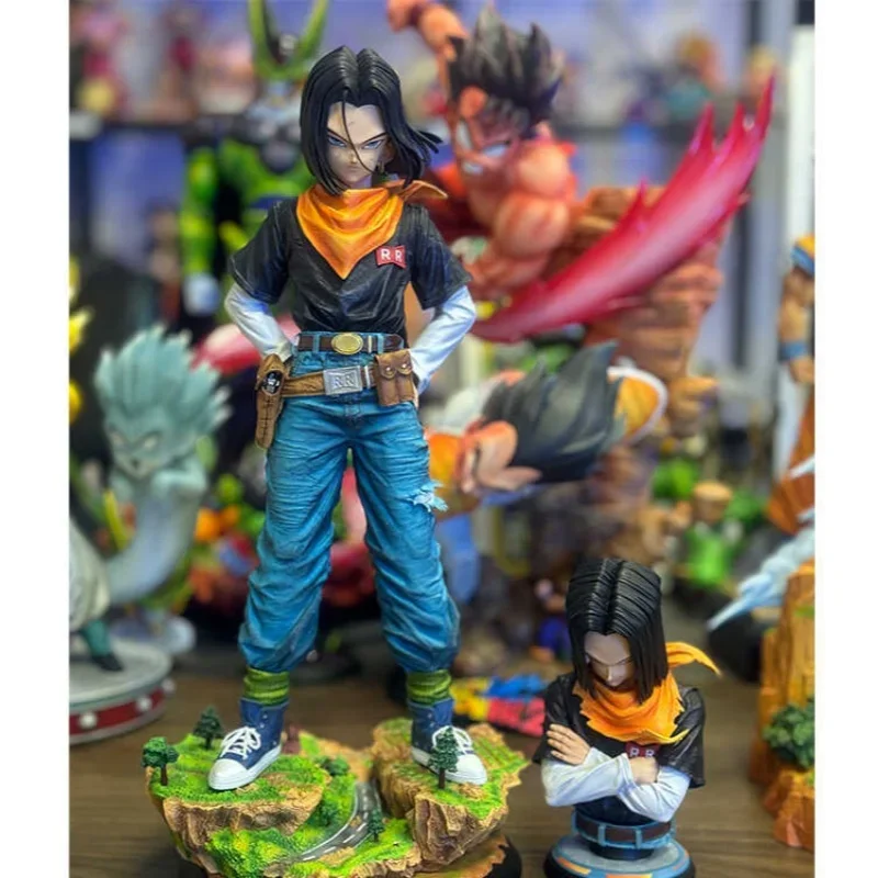 Dragon Ball Action Figure Hitam mutiara Android 17 Figure Android 18 Figurine Patung Desktop koleksi mainan dekorasi hadiah Natal