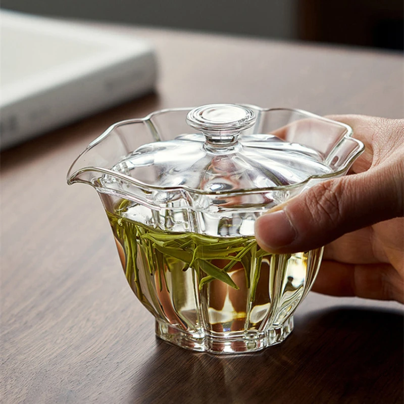 

Glass Gaiwan Transparent High Borosilicate Glass Cup Puer Tea Bowl Mugs Chawan Soup Tureen Chhai Kung Fu Chinese Soup with Lid