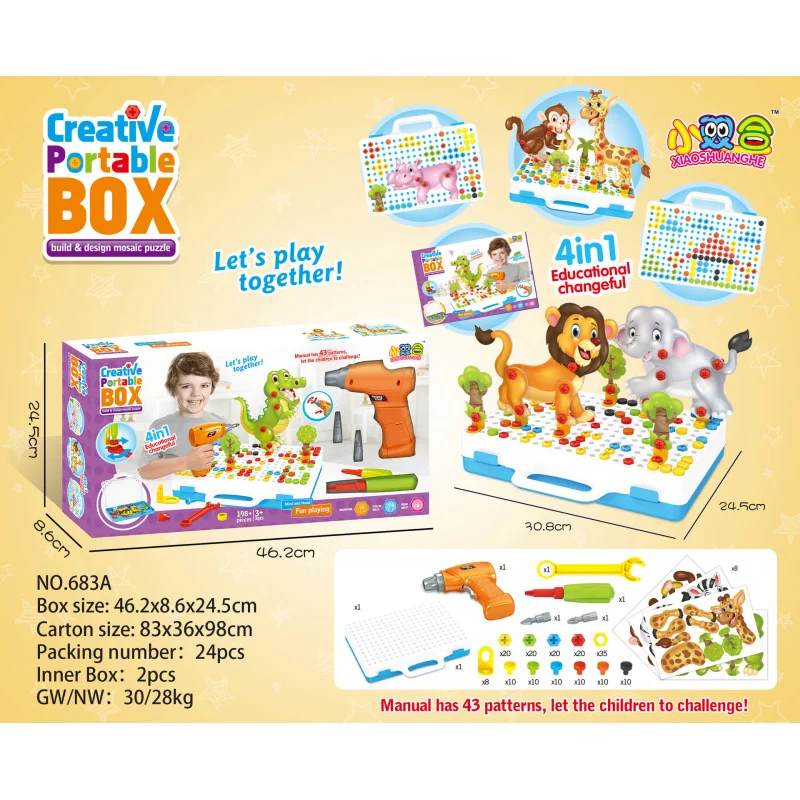 Kreative Bau Spielzeug Kit Pädagogisches STEM Spielzeug Zusammengebaut DIY Spielset Kinder Bohrmaschine Spielzeug Für Jungen Mädchen Geschenk
