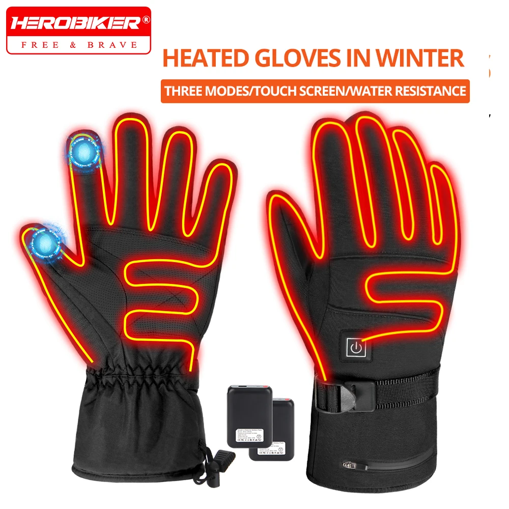 

Winter Heated Gloves Thermal Women Men Touch Screen Heating Gloves Skiing Motorcycle Water-resistant Warm Cycling Thermal Gloves