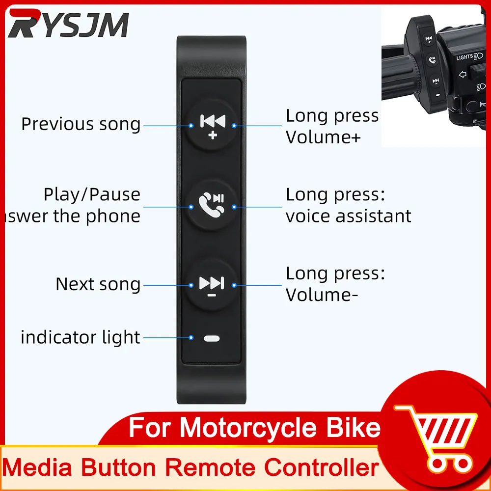 오토바이 무선 제어 원격 단추 헬멧 이어폰 오토바이 핸들 바 미디어 컨트롤러 스티어링 휠 리모컨